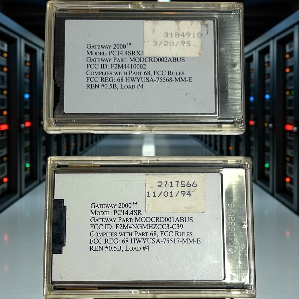Gateway 2000 TelePath 14.4 Fax Modem PC Cards PC14.4SR PC14.4SRXJ 1990s Vtg Set
